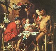 Jacob Jordaens Satyr at the Peasant's House oil on canvas